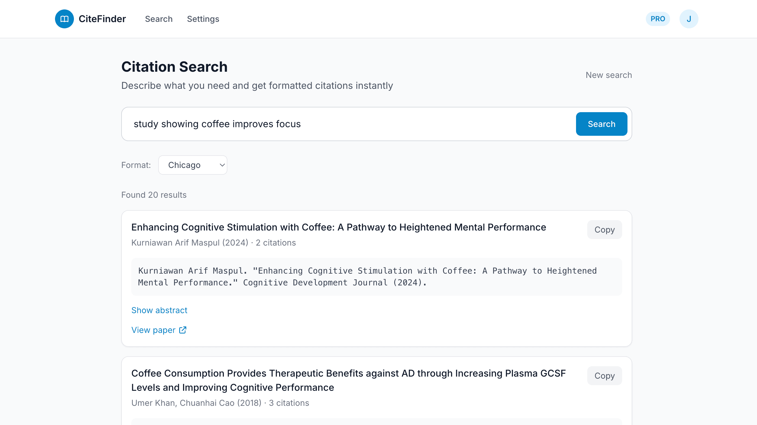 CiteFinder screenshot